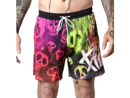 Kúpacie šortky Pitcha SKULL fluo