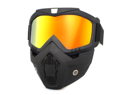 Motocyklová maska TXR s brýlemi černo-zlatá