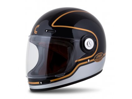 Integrální helma Cassida Fibre Jawa Sport černo-stříbrno-zlatá