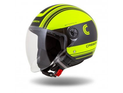 Otevřená helma Cassida Handy Metropolis Safety fluo žluto-černo-reflexní šedá