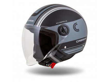 Otevřená helma Cassida Handy Metropolis Vision černá matná-šedo-reflexní šedá