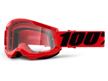 Motokrosové brýle 100% Strata 2 červené s čirým plexi