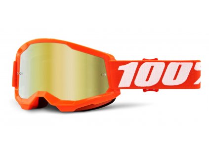 Motokrosové brýle 100% Strata 2 oranžové se zrcadlovým zlatým plexi