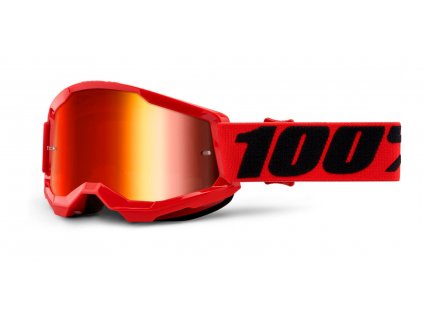 Dětské motokrosové brýle 100% Strata 2 červené se zrcadlovým červeným plexi