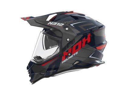 Helma na motorku NOX N312 VAPOR červeno-tmavě modrá lesklá