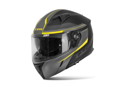 Výklopná přilba na motorku TXR Rival černo-šedo-fluo žlutá
