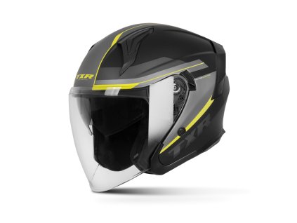 Otevřená helma na motorku TXR City černo-šedo-fluo žlutá