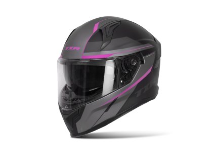 Integrální helma na motorku TXR Raptor černo-šedo-růžová