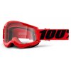 Motokrosové brýle 100% Strata 2 červené s čirým plexi