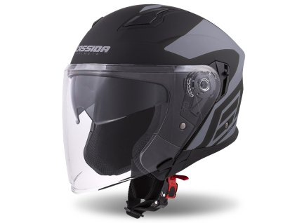Otevřená helma Cassida Jet Tech Corso černá matná-šedá