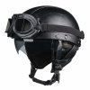 Retro helma na motorku s brýlemi černá