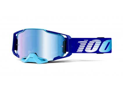 Motokrosové okuliare 100% Armega Royal s modrým chróm plexi s čapy pre sľudy