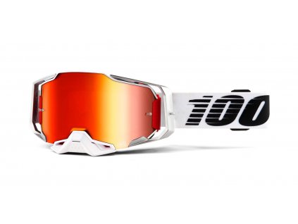 Motokrosové okuliare 100% Armega Lightsaber s červeným chróm plexi s čapmi pre sľudy