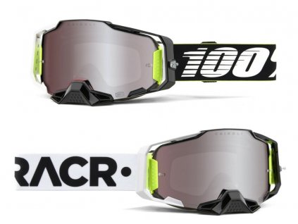 Motokrosové okuliare 100% Armega Racr Hiper so strieborným sklom limited edition