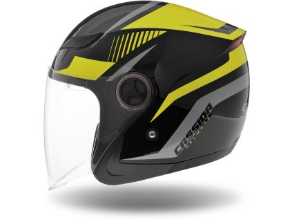 Otevřená helma Cassida Reflex černo-stříbrno-fluo žlutá