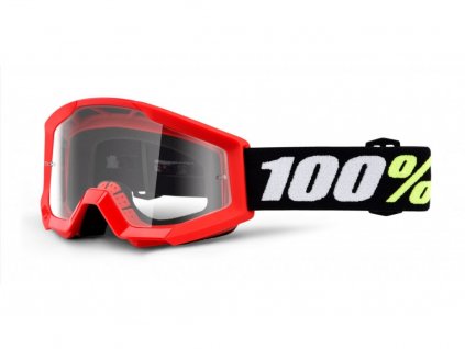 Detské okuliare na motorku 100% Strata MINI Gron Red číré plexi
