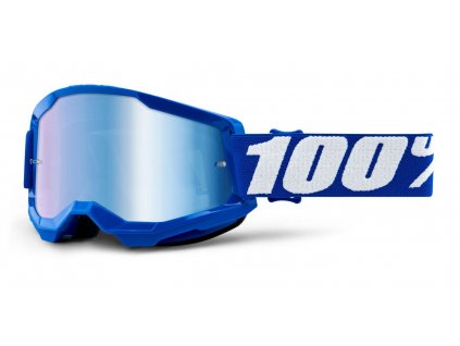Motokrosové okuliare 100% Strata 2 modré so zrkadlovým modrým plexi