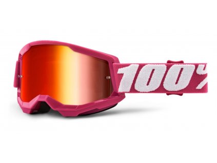 Motokrosové okuliare 100% Strata 2 Fletcher so zrkadlovo červeným plexi