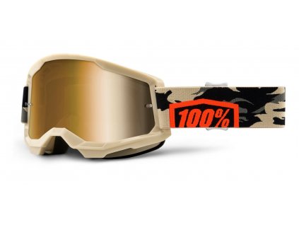 Motokrosové okuliare 100% Strata 2 Kombat True so zlatým plexi