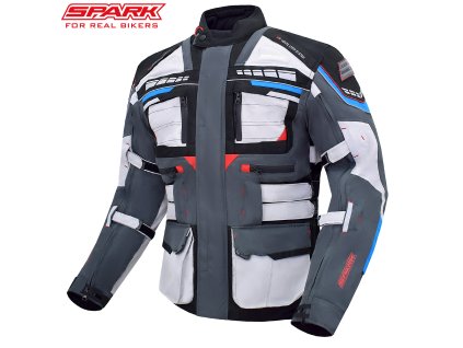 Pánská textilní moto bunda SPARK AVENGER EVO, Trikolor (Velikost S, Barva Šedá)