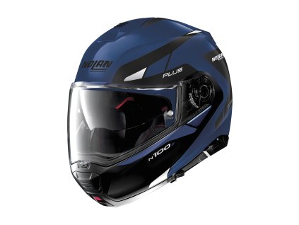 Moto helma Nolan N100-5 Plus Milestone N-Com Flat Cayman Blue 56 (Barva Modrá, Velikost 2XL)