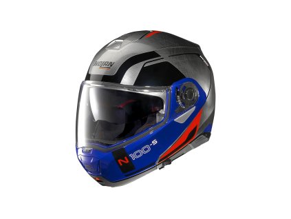 Moto helma Nolan N100-5 Consistency N-Com Scratched Chrome 29 (Velikost S, Barva stříbrná)