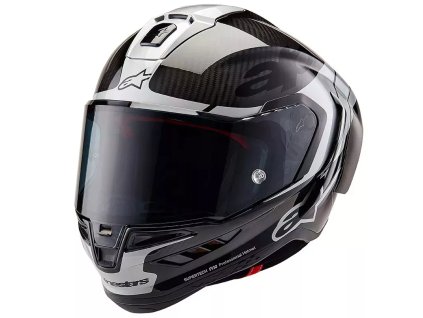 Alpinestars Supertech R10 Element black/carbon silver/black glossy helmet vel. L (Velikost XL, Barva Stříbrná)