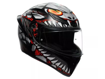 AGV K1 S E2206 LYZARD MATT BLACK/GREY/RED vel. XS (Velikost M, Barva Černá)