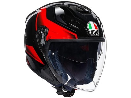 motorcycle helmet jet fiber agv k 5 multi roket black gray red 66582