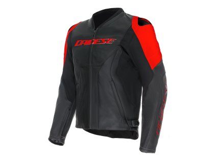 DAINESE RACING 5 PERF LEATHER JACKET BLACK/BLACK/RED-FLUO