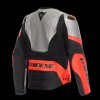 DAINESE RACING 5 LEATHER JACKET SILVER/BLACK/RED-FLUO
