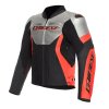 DAINESE RACING 5 LEATHER JACKET SILVER/BLACK/RED-FLUO