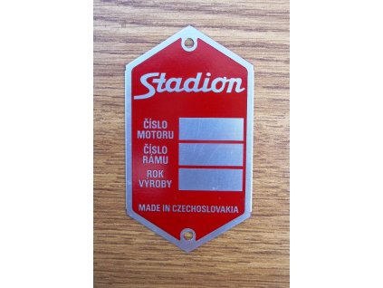 Výrobní typový štítek Stadion - červený