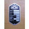 Typenschild Jawa Panelka - EN