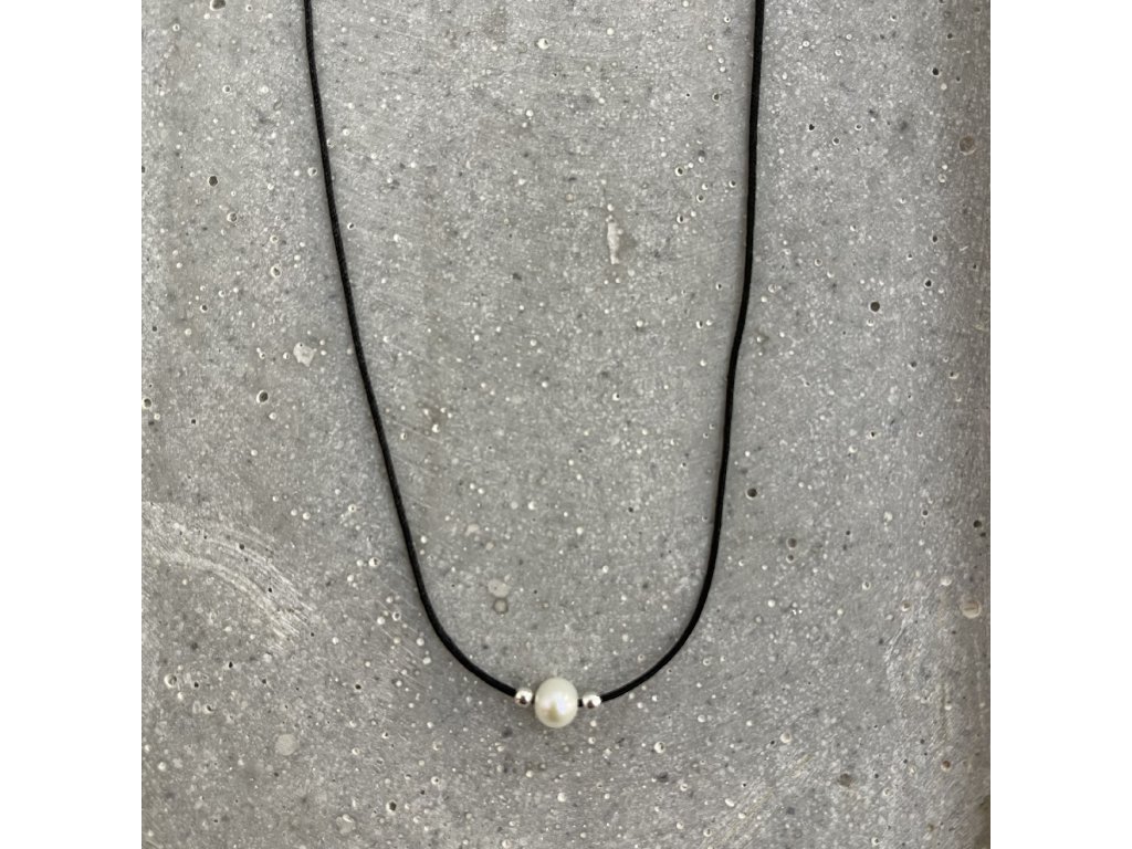 Dámský náhrdelník s říční perlou stříbro Mou Jewel Barva: černá