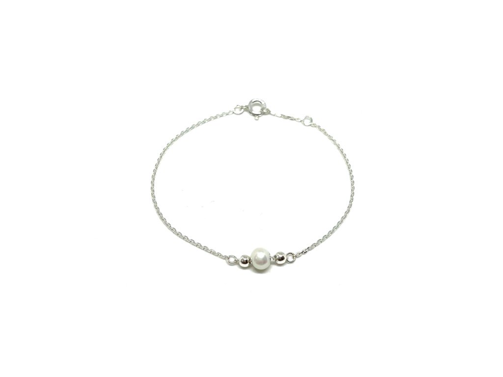 Dámský náramek s říční perlou řetízek stříbro Mou Jewel - Mou Jewel - ručně  vyráběné šperky