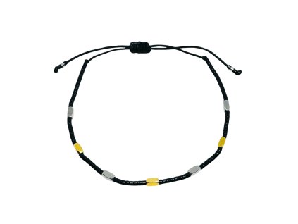 Dámský náramek s korálky černý ocel Mou Jewel