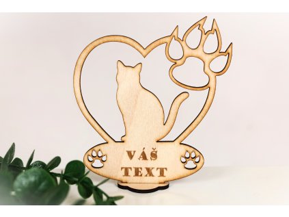 Dřevěná dekorativní připomínka vašeho mazlíčka kočka