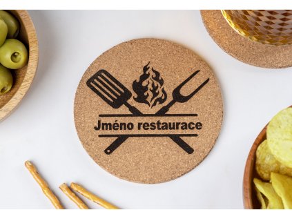 Korkový podtácek s vlastním textem a logem restourace