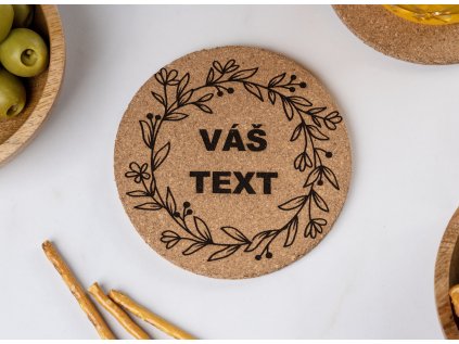 Korkový podtácek s vlastním textem a logem květy
