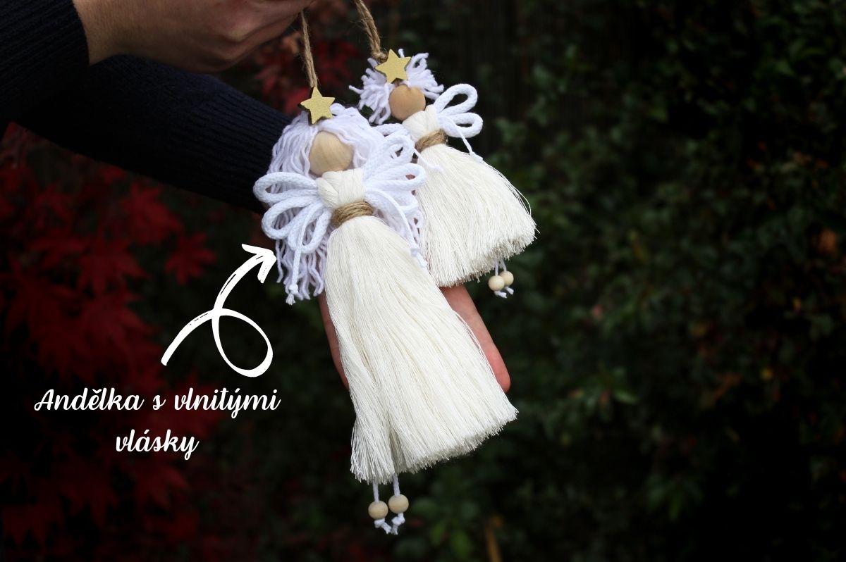 Anděl - střední - s vlnitými vlásky