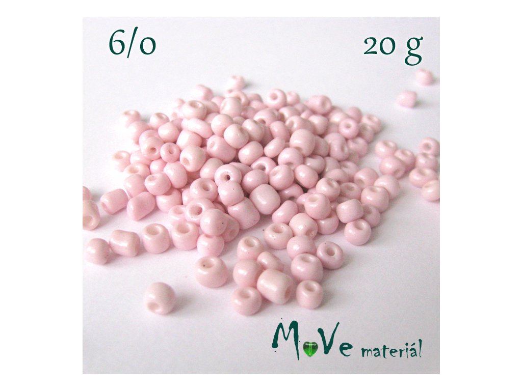 Rokajl perleťový 6/0, 20 g, pudrový