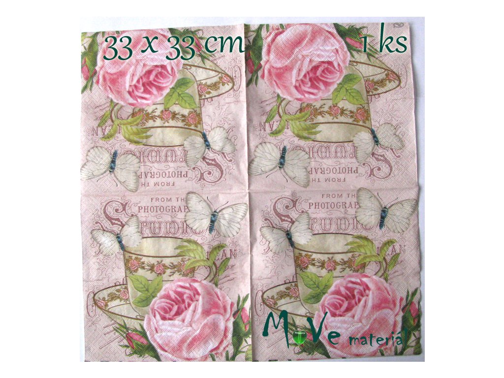 Ubrousek na decoupage 33 x 33cm 1ks, vintage