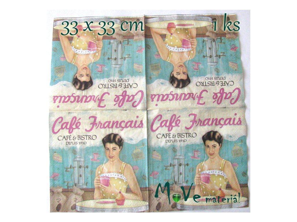 Ubrousek na decoupage 33 x 33cm 1ks, vintage