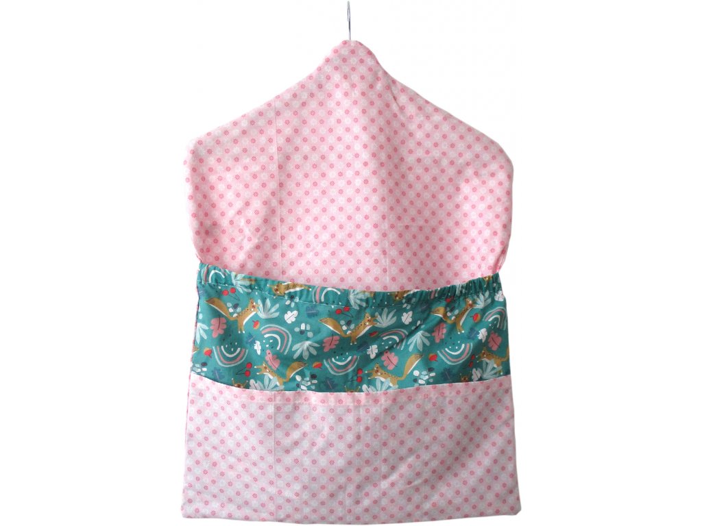 Kapsář - růžová, smaragdová - do školky s ramínkem