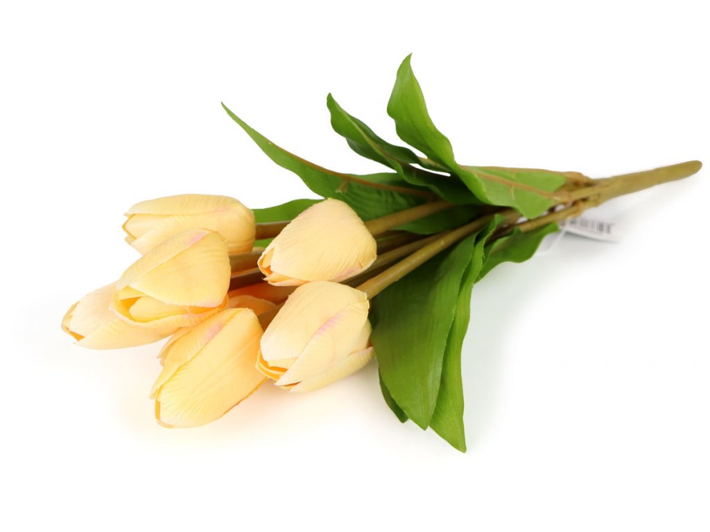 Umělé mini tulipány - 9 květů - vanilkové
