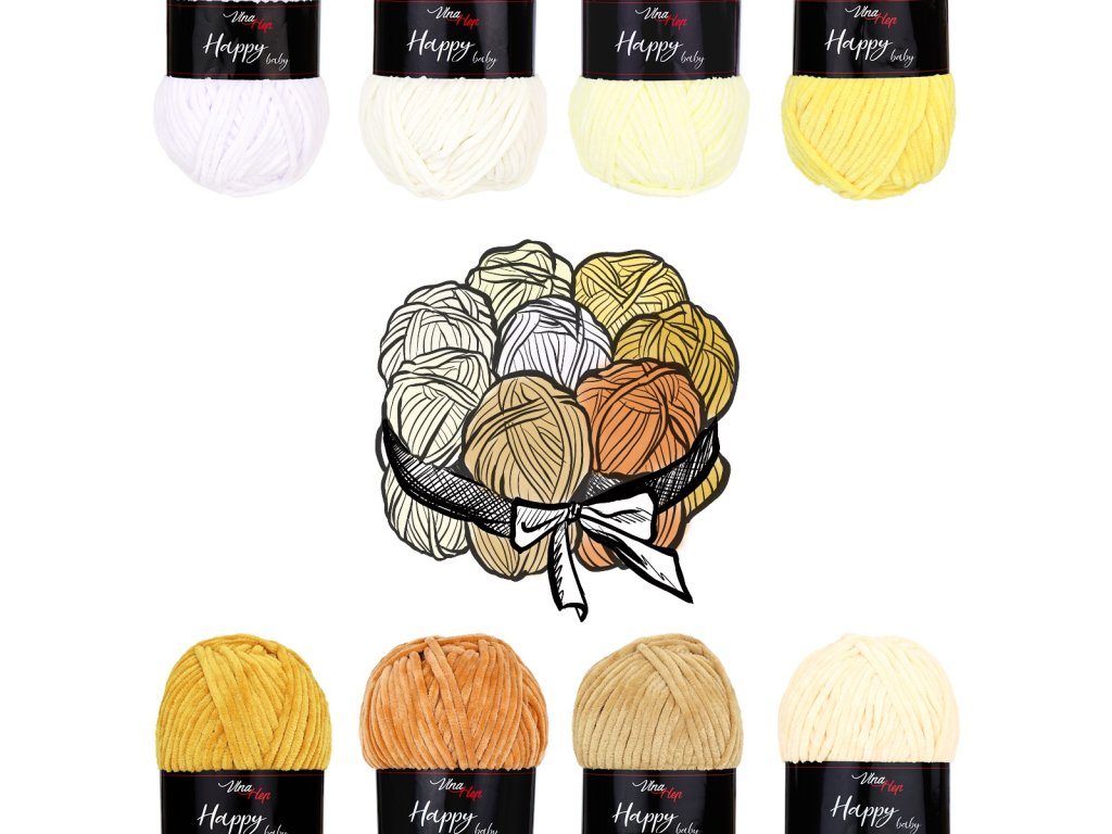 Sada "dortík" - 8 barev příze Happy baby "07 Slunečná"