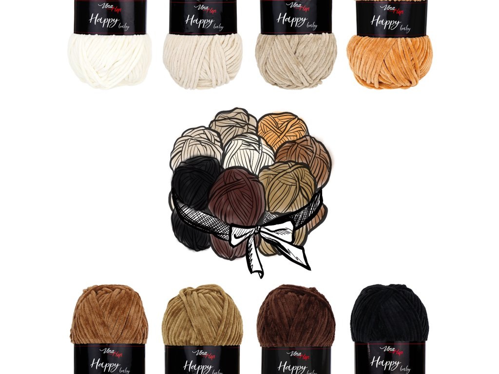 Sada "dortík" - 8 barev příze Happy baby "09 Méďa"