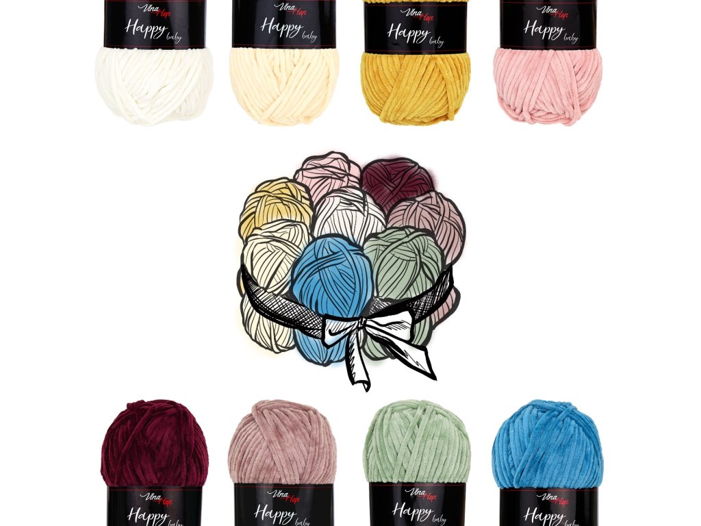 Sada "dortík" - 8 barev příze Happy baby "12 Vintage"