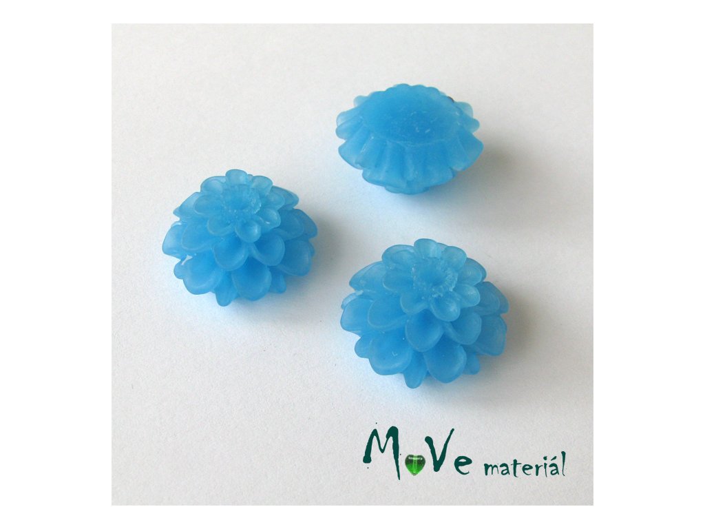 Kabošon květ transparentní A5 - resin -2ks, středně modrý